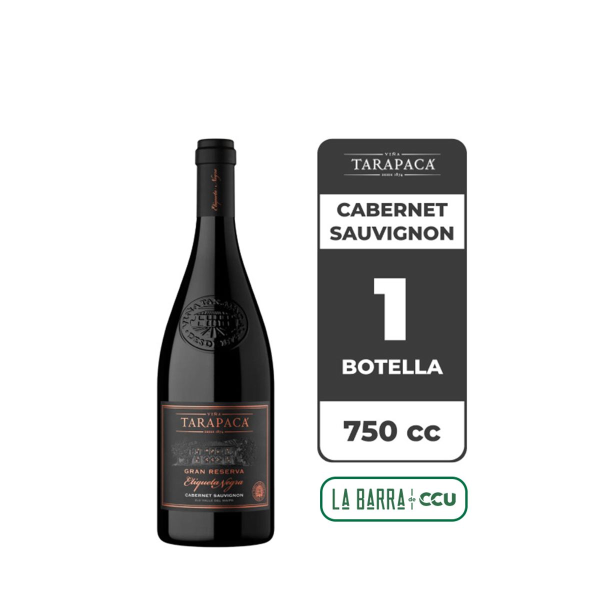 TARAPACA - Vino Tarapacá Gran Reserva Etiqueta Negra Cabernet Sauvignon 750cc