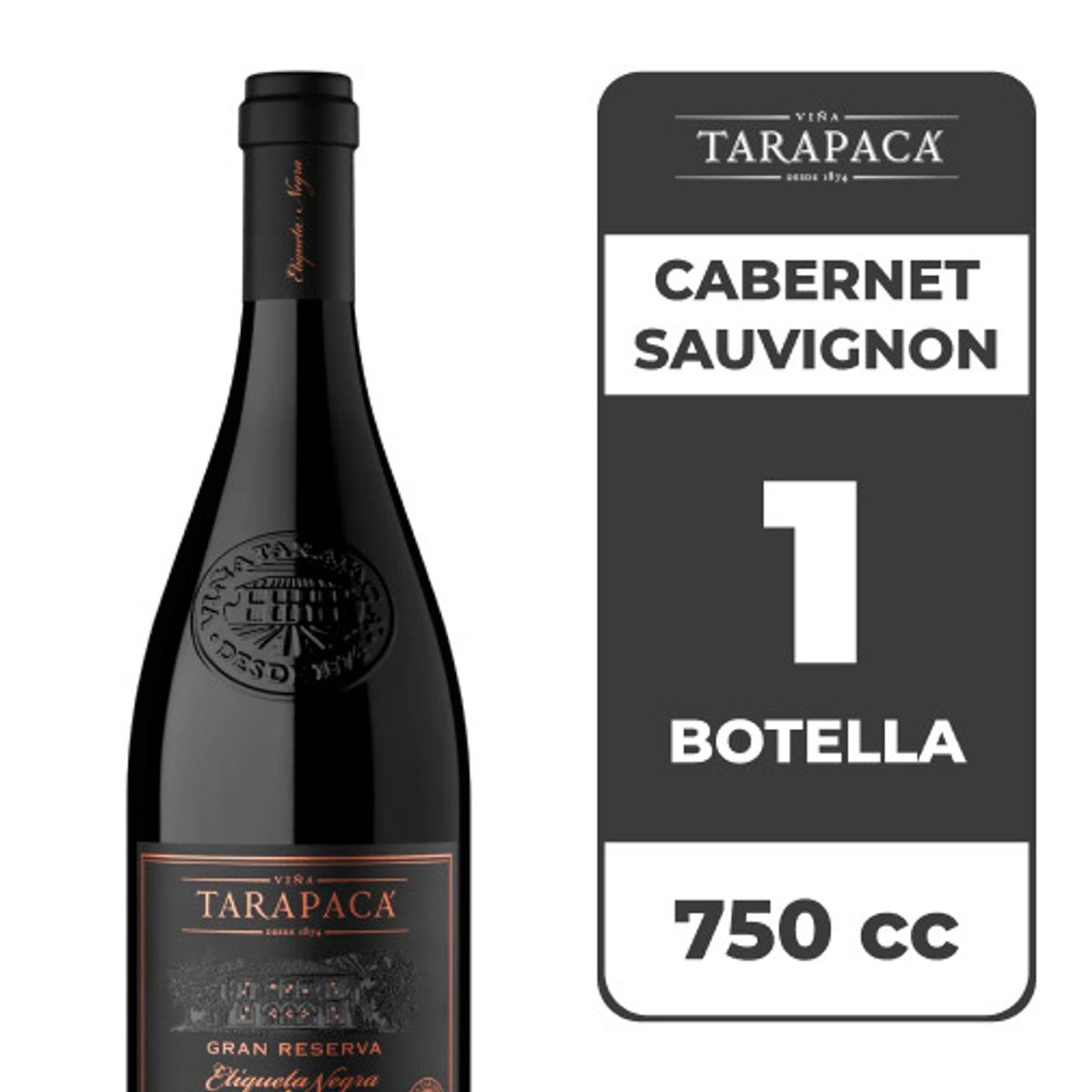 TARAPACA - Vino Tarapacá Gran Reserva Etiqueta Negra Cabernet Sauvignon 750cc