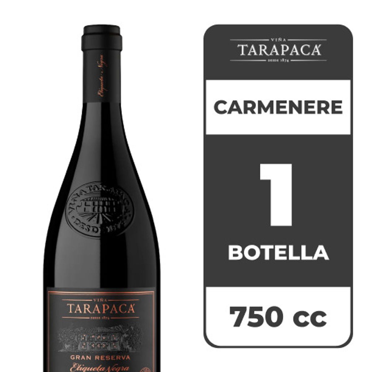 TARAPACA - Vino Tarapacá Gran Reserva Etiqueta Negra Carmenere 750cc