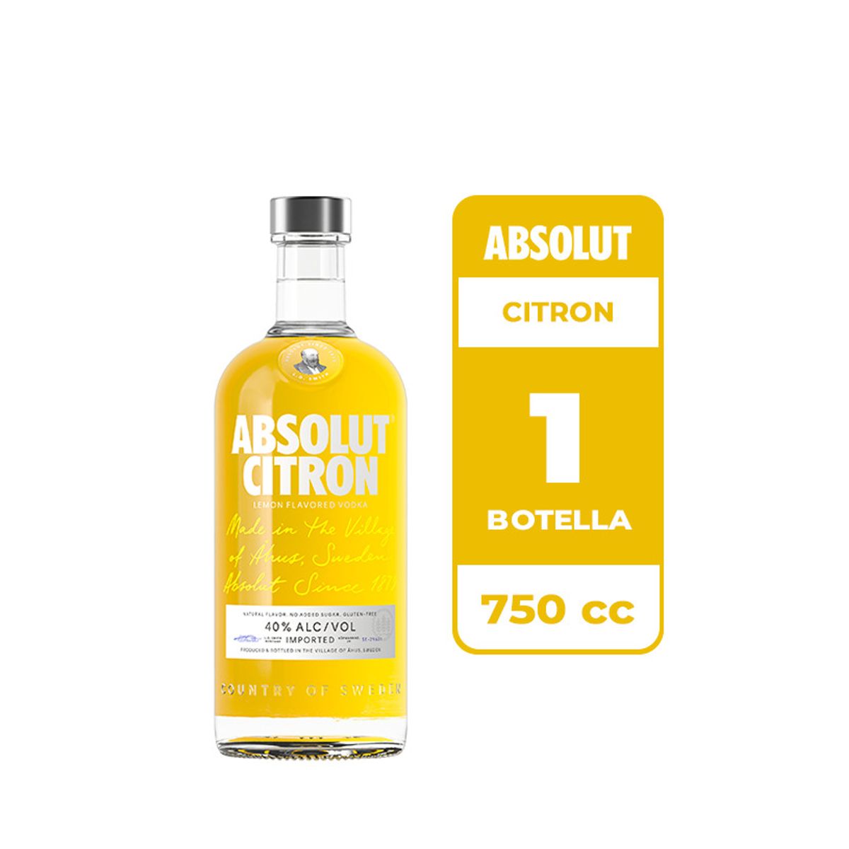 ABSOLUT - Vodka Absolut Citron 40° 750cc