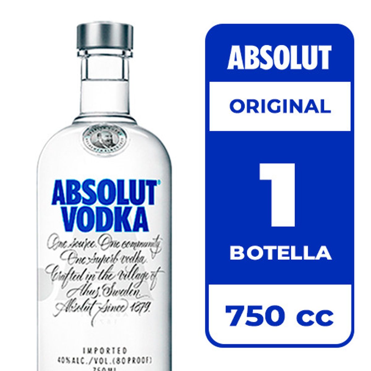 ABSOLUT - Vodka Absolut Original 40° 750cc