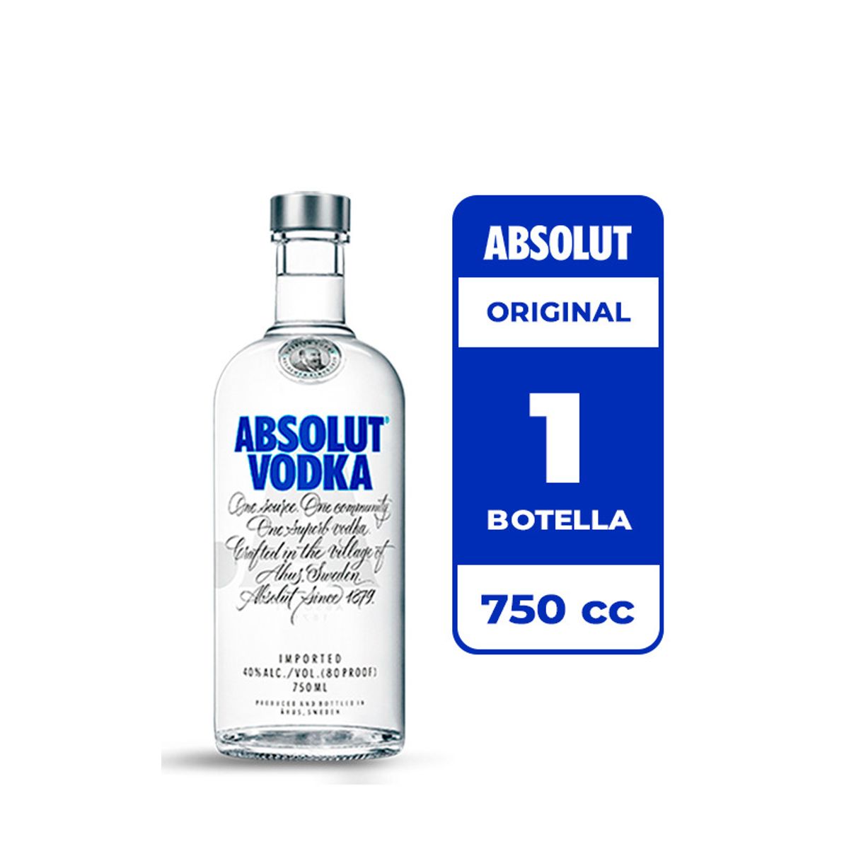 ABSOLUT - Vodka Absolut Original 40° 750cc