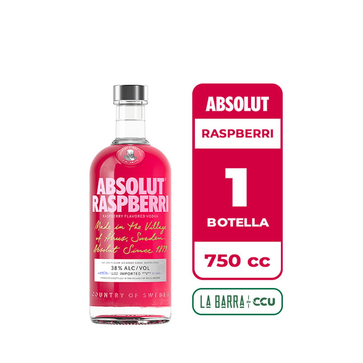 ABSOLUT - Vodka Absolut Raspberri 38° 750cc