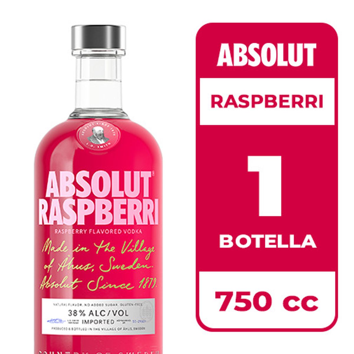 ABSOLUT - Vodka Absolut Raspberri 38° 750cc
