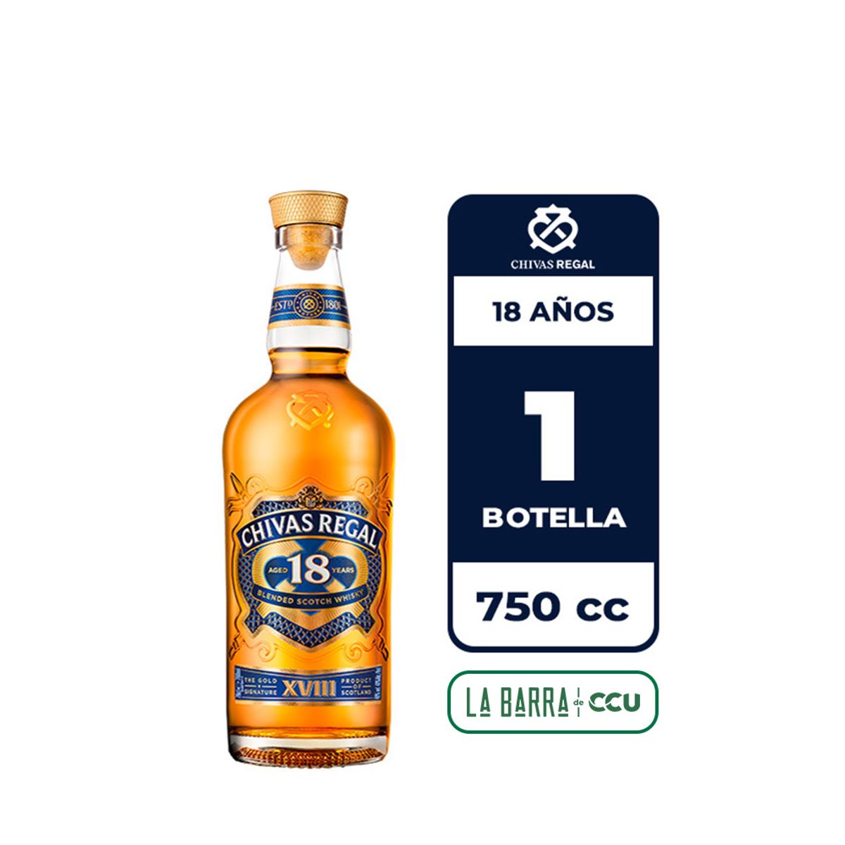 CHIVAS REGAL - Whisky Chivas Regal 18 Años 40° 750cc