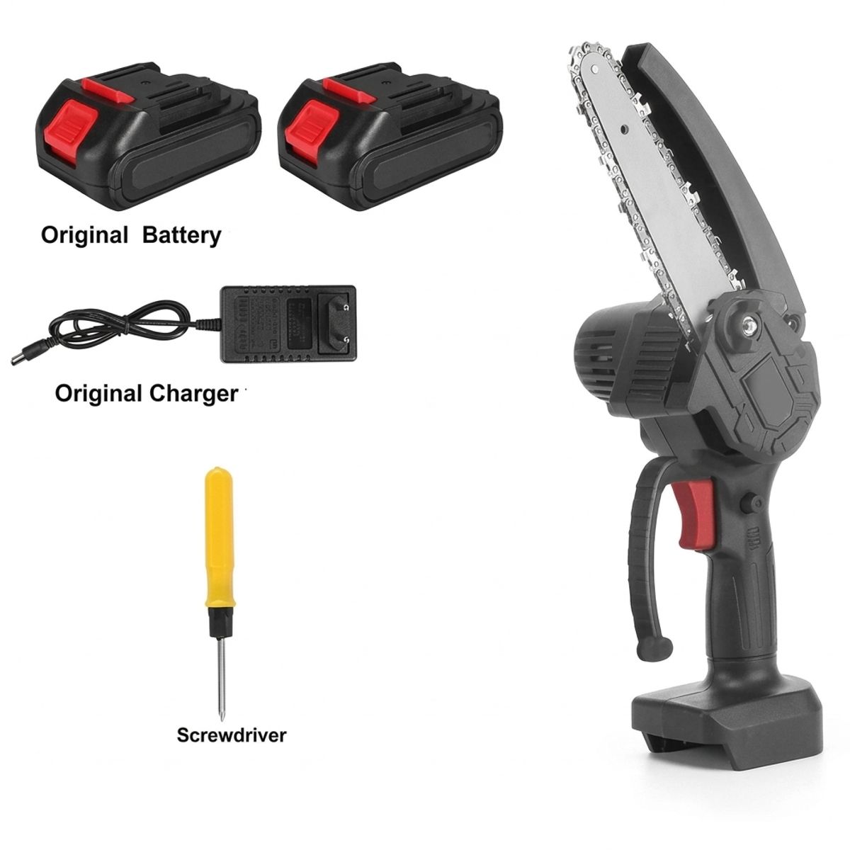 GENERICO - Mini Sierra Podadora Portátil con 2 Bateria Recargable Color Negro