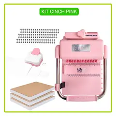 AMERICAN CRAFTS - KIT DE ENCUADERNADORA CICH PINK + 3 PLANNER+ Perforadora Rosa KP01