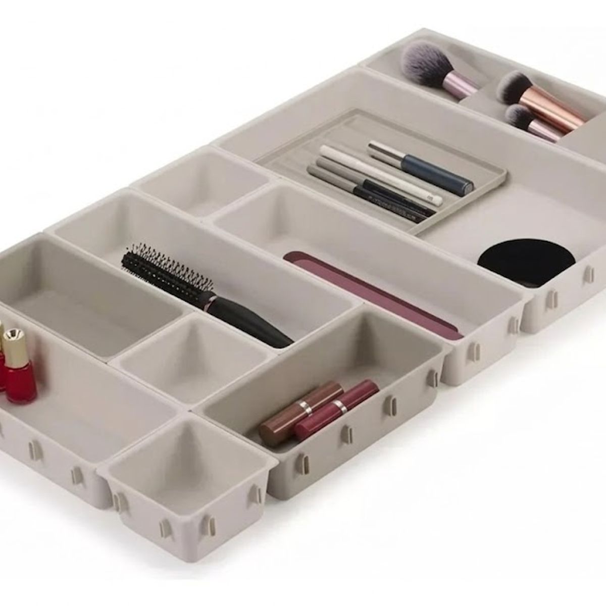 GENERICO - Organizador de Maquillaje para Cajon 12 Desmontables Color Crema