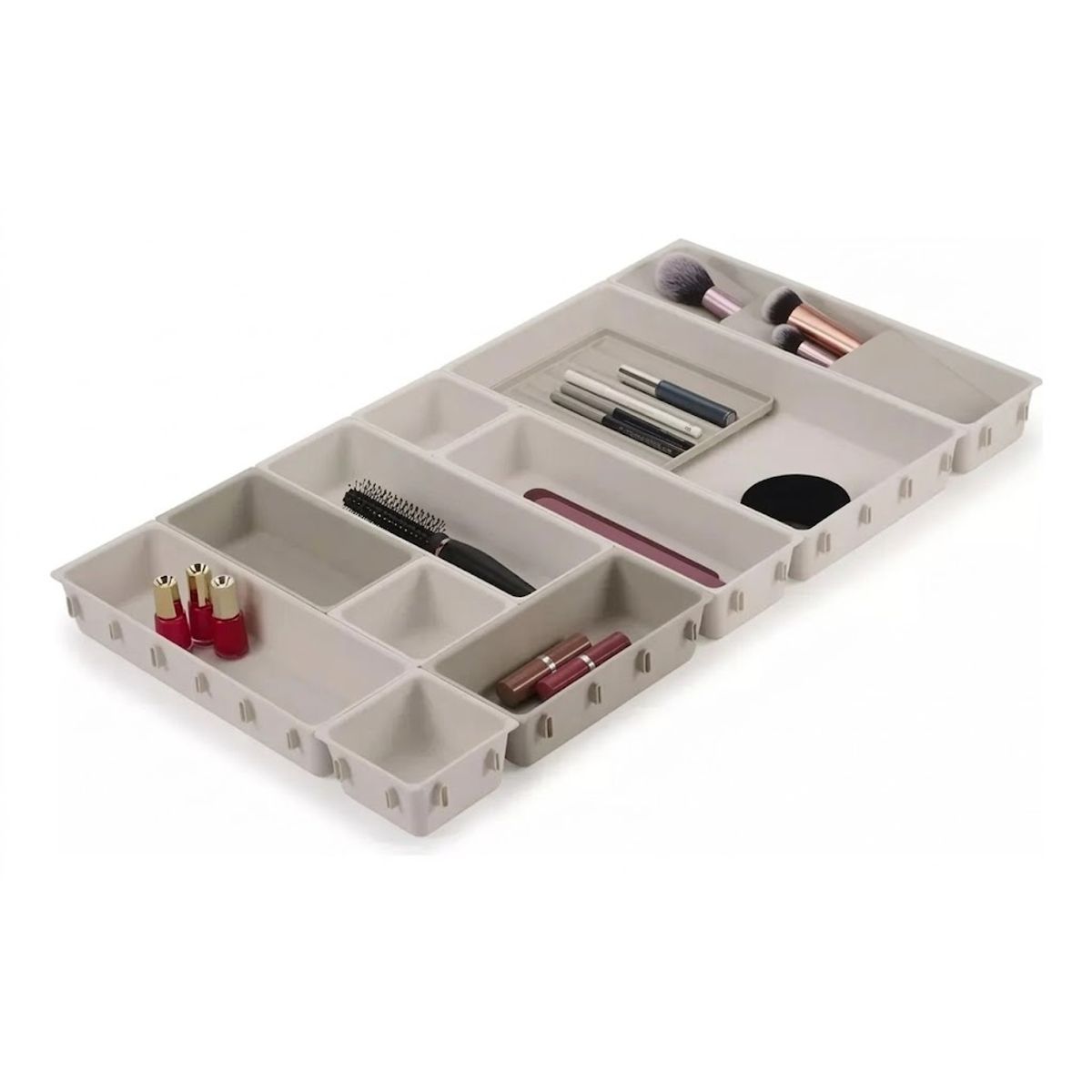 GENERICO - Organizador de Maquillaje para Cajon 12 Desmontables Color Crema