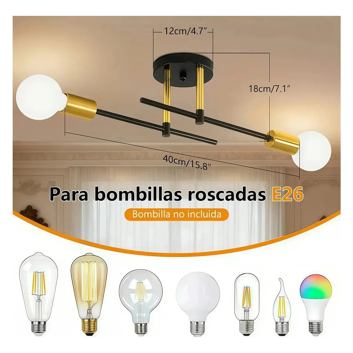 GENERICO - Lámparas Dormitorio Techo Colgante Led Modernas 2 Luces BELUG