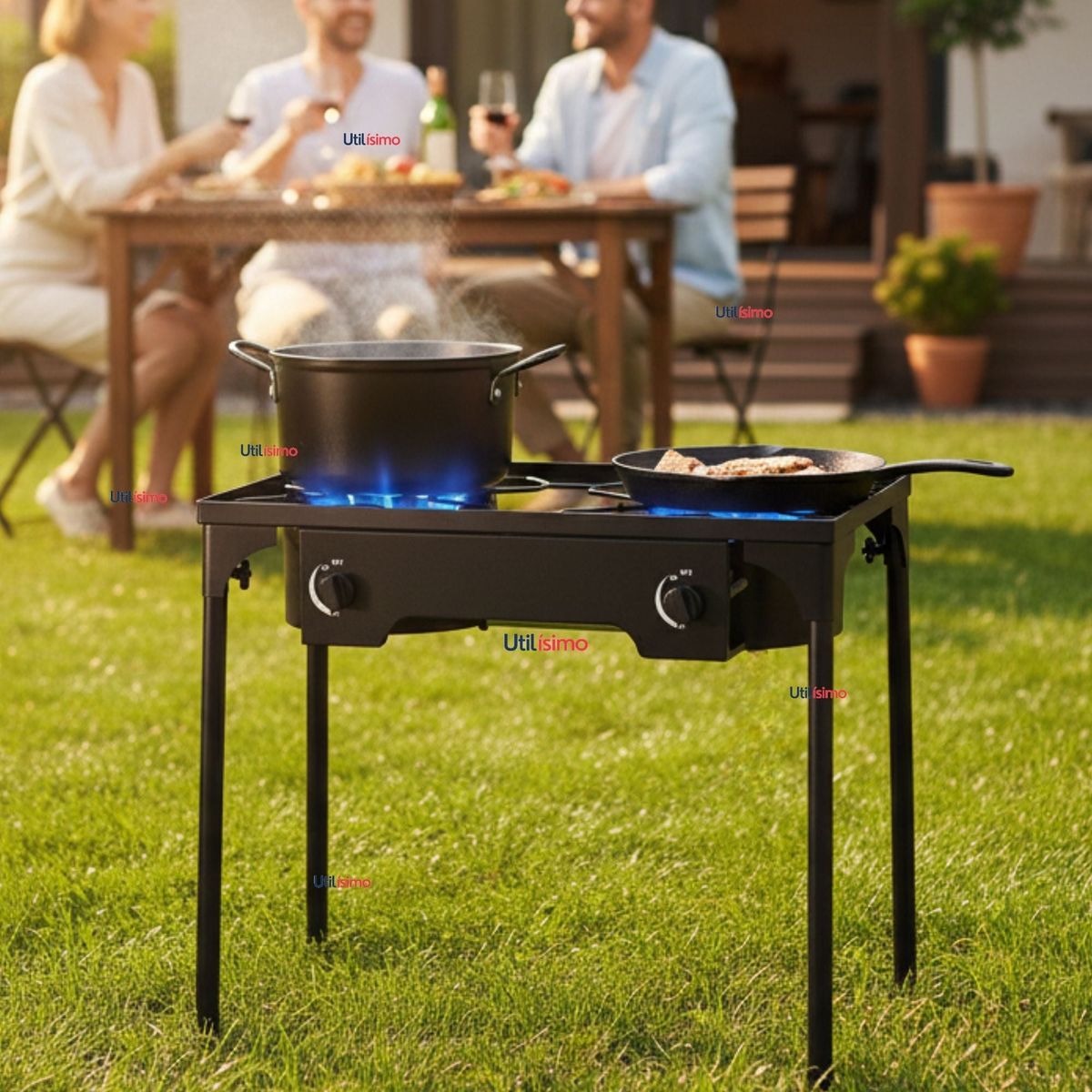 LINE - Fogón Cocina Alta Presión 2 Platos Base Regulable