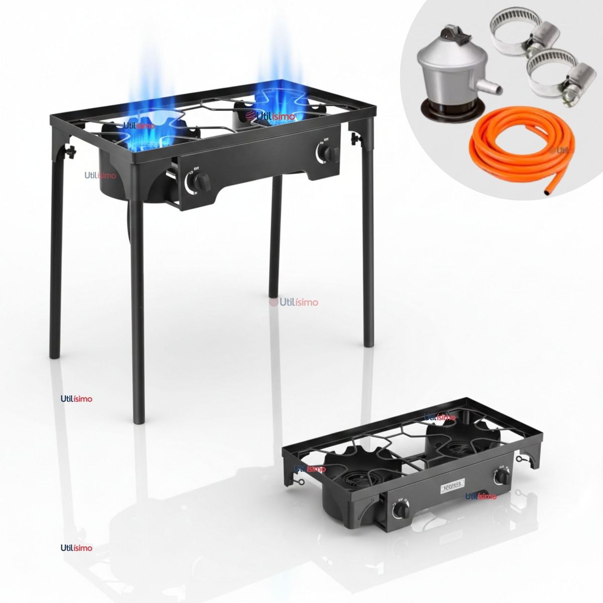 LINE - Fogón Cocina Alta Presión 2 Platos + Kit De Instalación