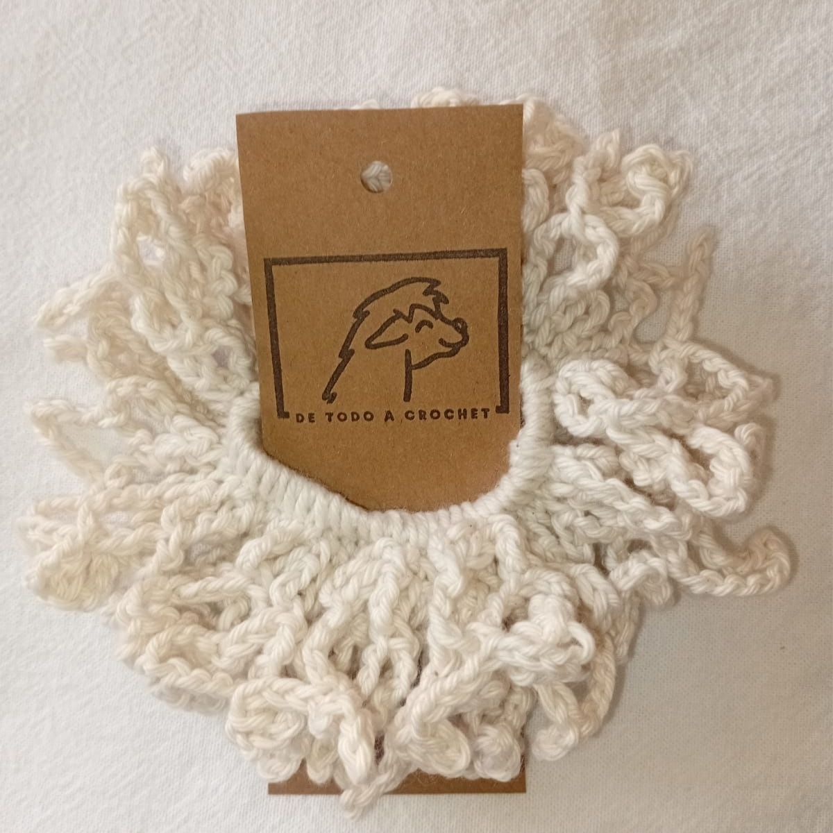 GENERICO - Scrunchie - Colet tejido a crochet para el cabello - crudo