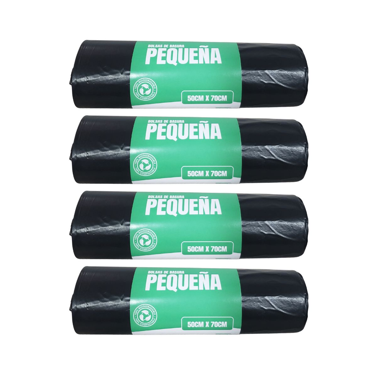 GENERICO - Pack 4 rollos Bolsas de Basura Pequeña 70x50cm.
