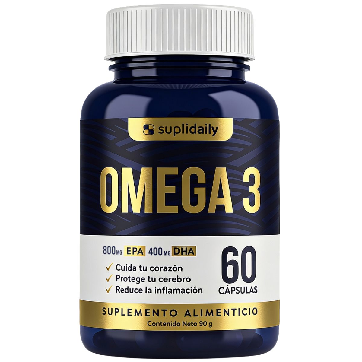 SUPLIDAILY - Omega 3 800 EPA 400 DHA 60 capsulas alta pureza