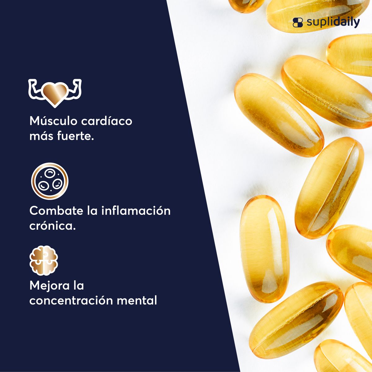 SUPLIDAILY - Omega 3 800 EPA 400 DHA 60 capsulas alta pureza