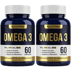 SUPLIDAILY - PACK X2 Omega 3 800 EPA 400 DHA 120 capsulas alta pureza