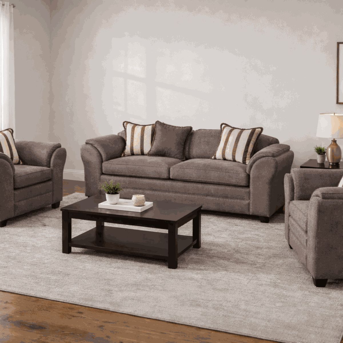BLACK FACTORY - Juego de Living 2 1 1 Aconcagua Tela Café