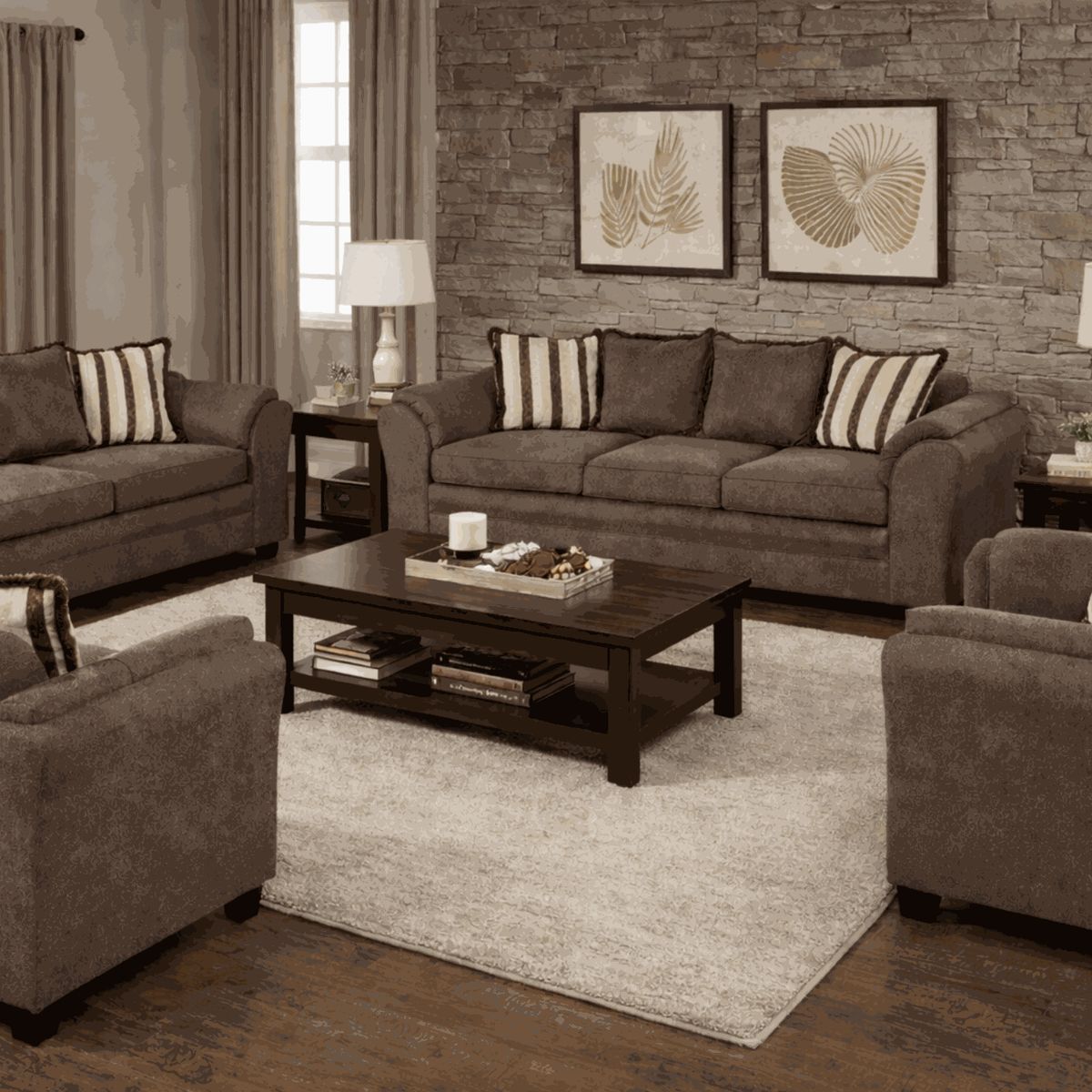 BLACK FACTORY - Juego de Living 3 2 1 1 Aconcagua Tela Café