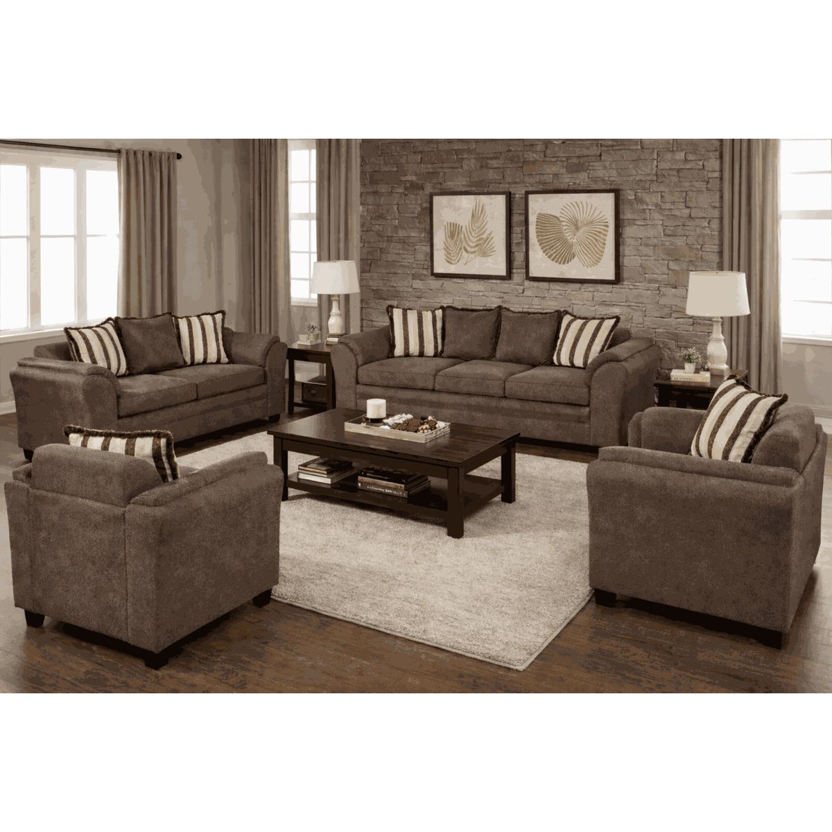 BLACK FACTORY - Juego de Living 3 2 1 1 Aconcagua Tela Café