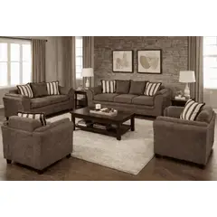 BLACK FACTORY - Juego de Living 3 2 1 1 Aconcagua Tela Café