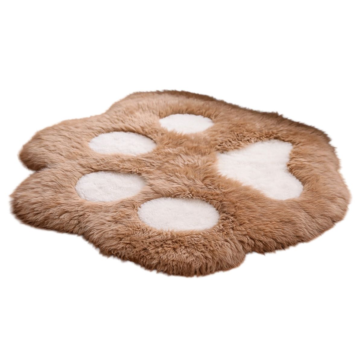 GENERICO - Alfombra De Patita Felpa Color Cafe Con Blanco