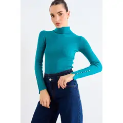 IO - Beatle Tejido Basico Rib Mujer Turquesa