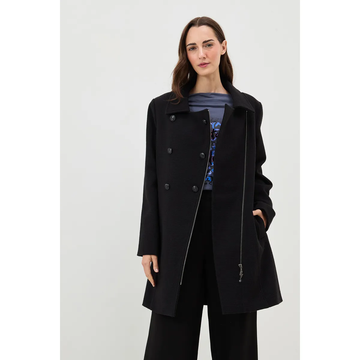 IO - Chaqueton Liso Mujer Negro Io