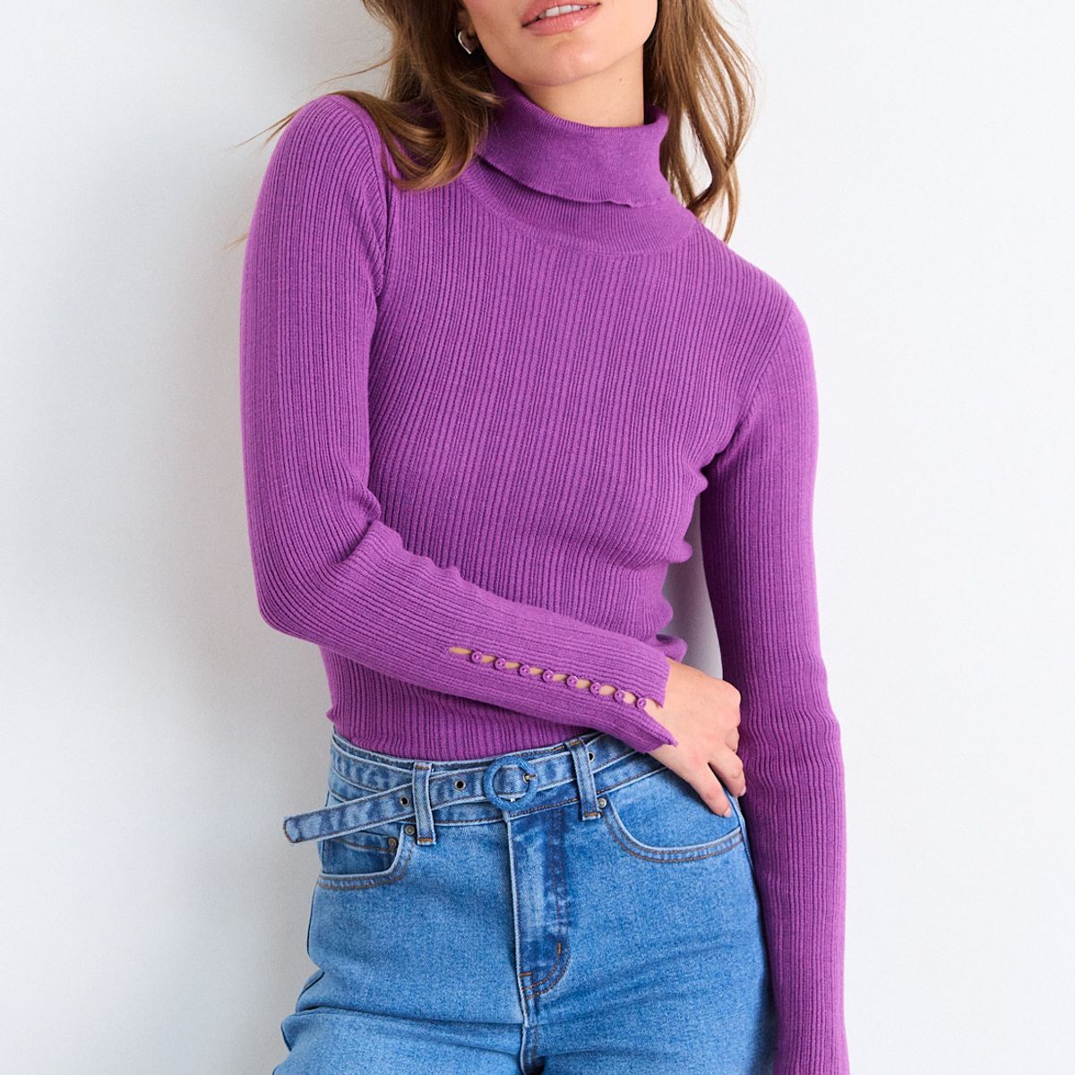 IO - Beatle Tejido Basico Rib Mujer Morado Io