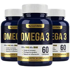 SUPLIDAILY - PACK X3 Omega 3 800 EPA 400 DHA 180 capsulas alta pureza
