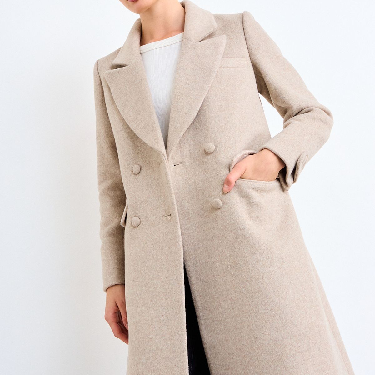 IO - Chaqueton Liso Mujer Beige Io