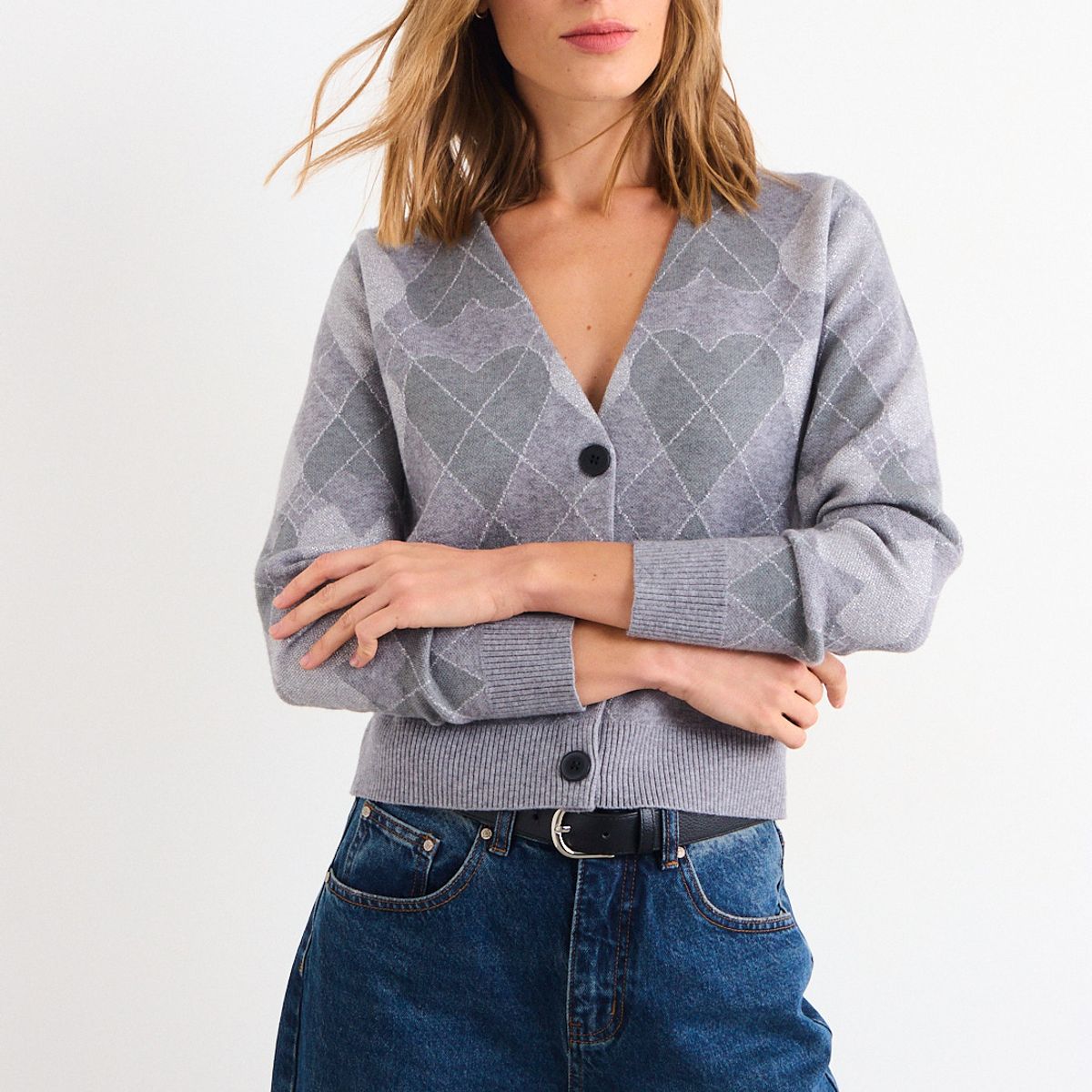 IO - Cardigan Top Mujer Gris Io