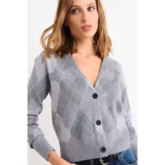 IO - Cardigan Top Mujer Gris