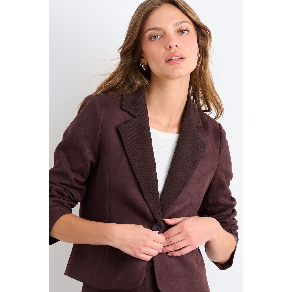 IO - Blazer Liso Mujer Café Io