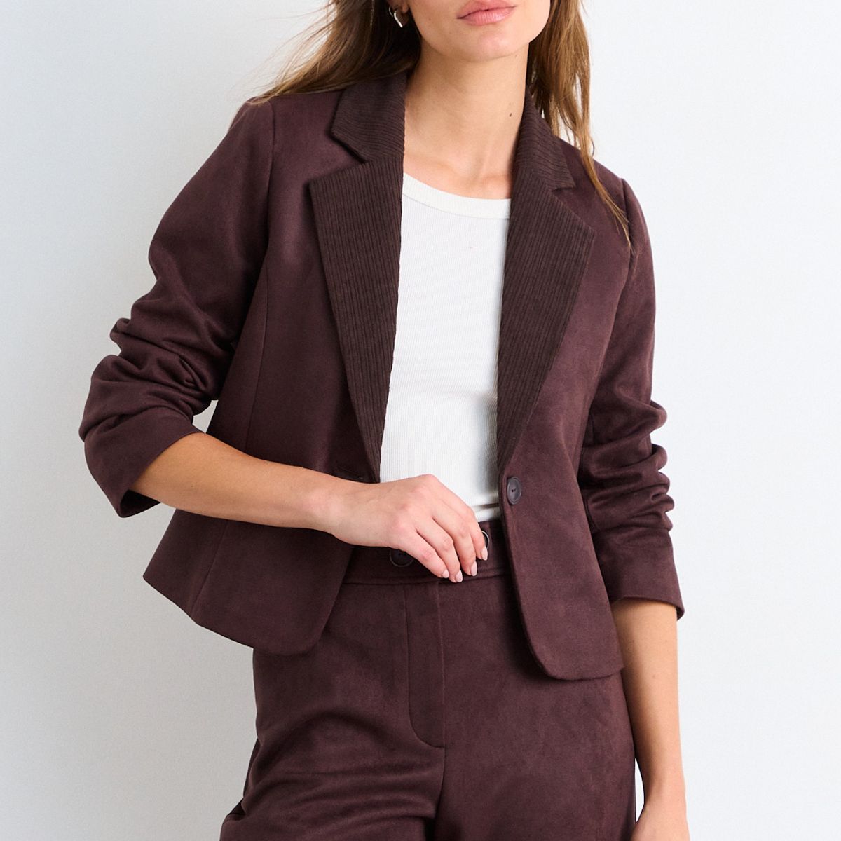 IO - Blazer Liso Mujer Café Io