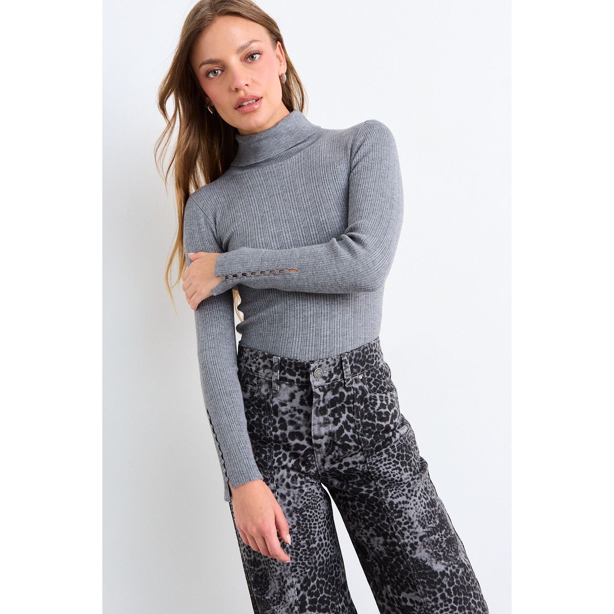 IO - Beatle Tejido Basico Rib Mujer Gris Io