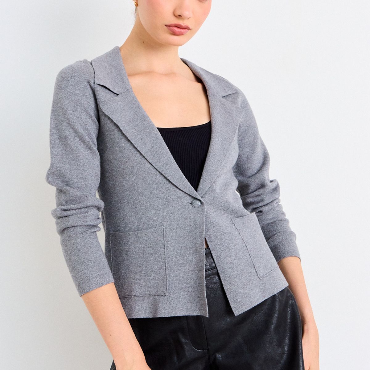 IO - Blazer Tejido Mujer Gris Io
