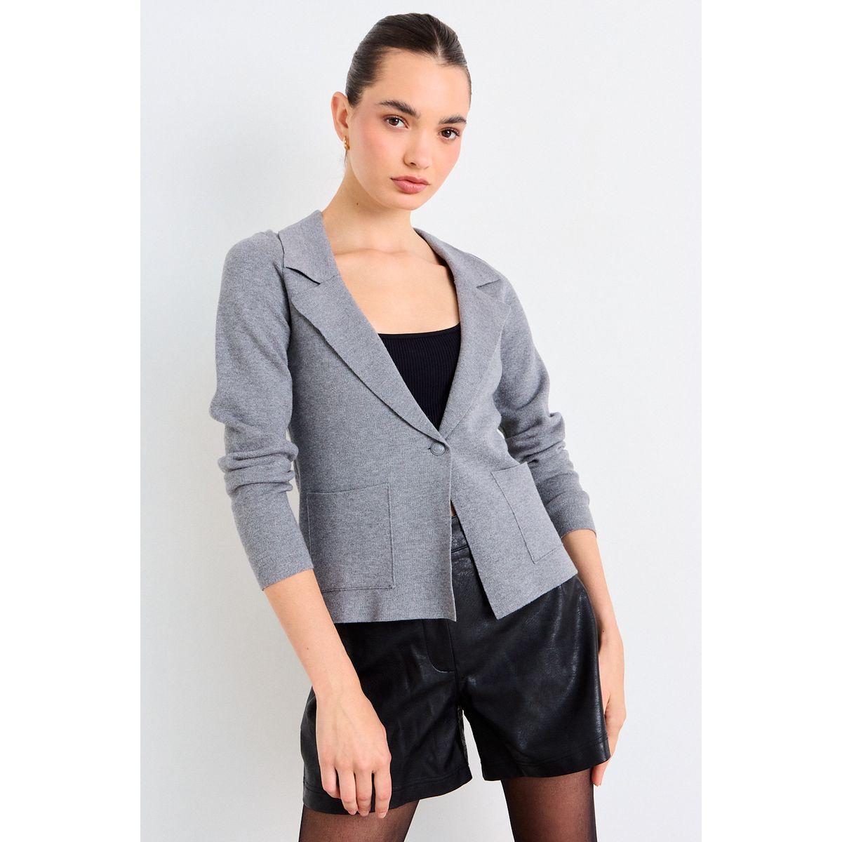 IO - Blazer Tejido Mujer Gris Io