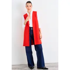 IO - Chaqueton Sin Mangas Liso Mujer Rojo