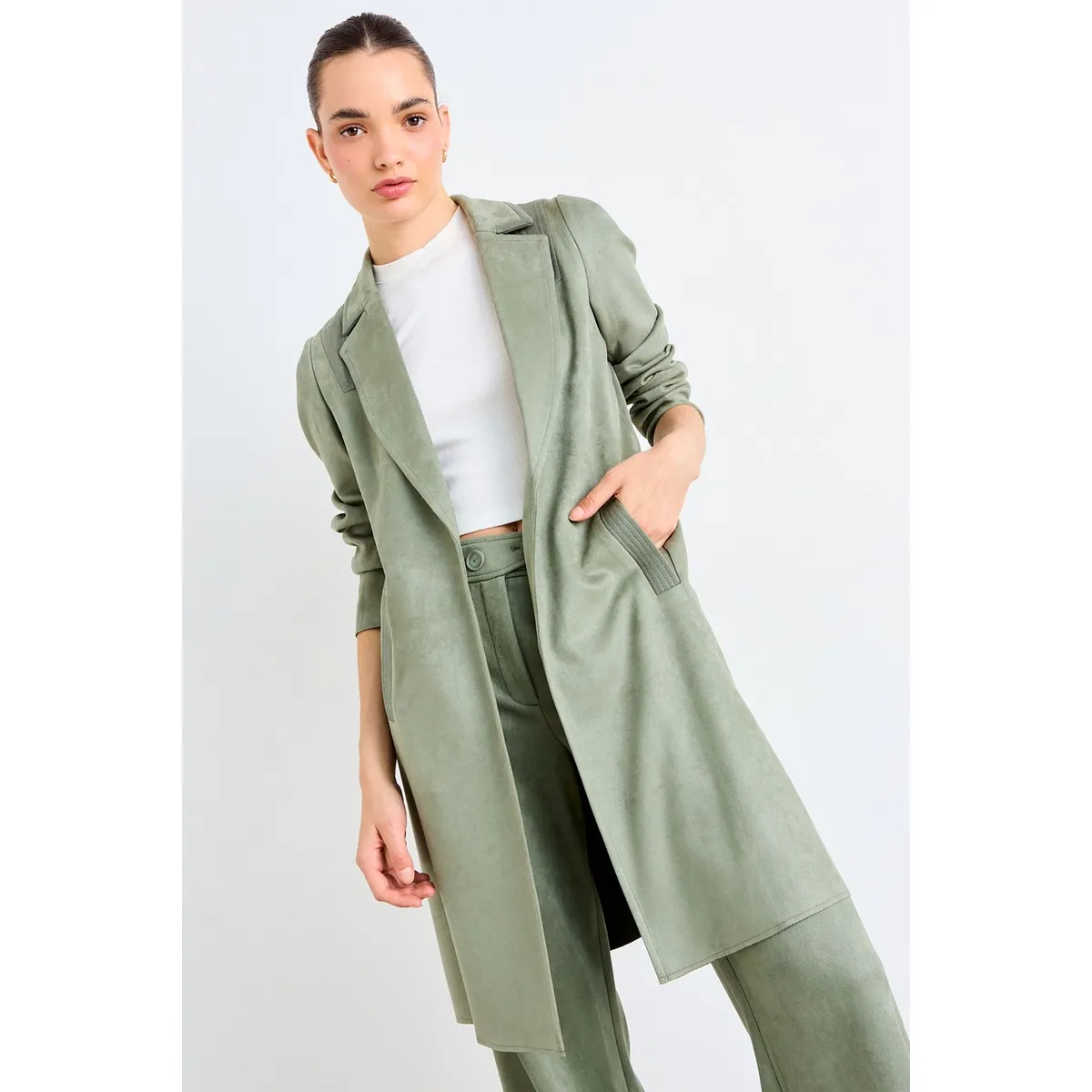 IO - Tapado Liso Mujer Verde Oliva Io