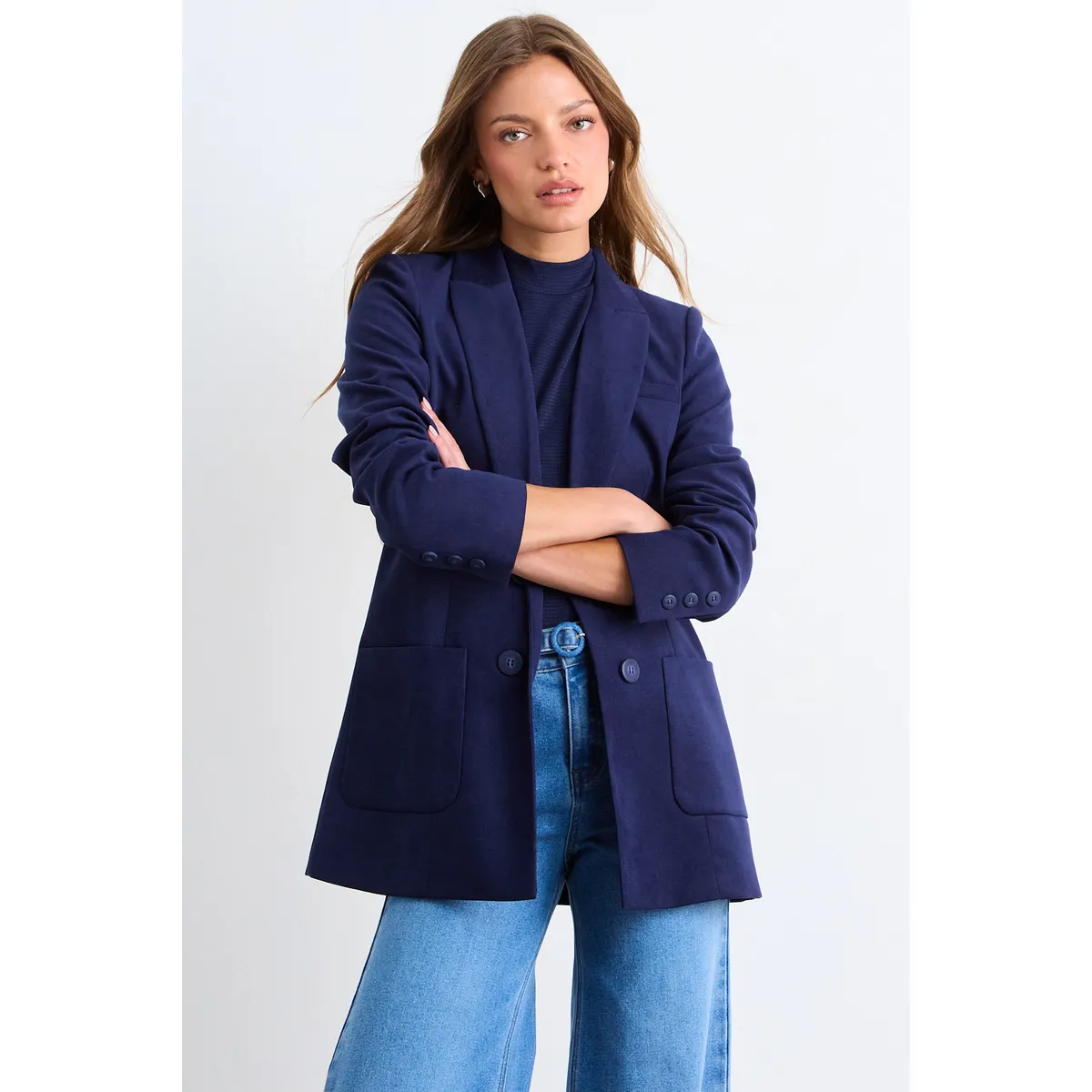 IO - Blazer Liso Mujer Azul Io