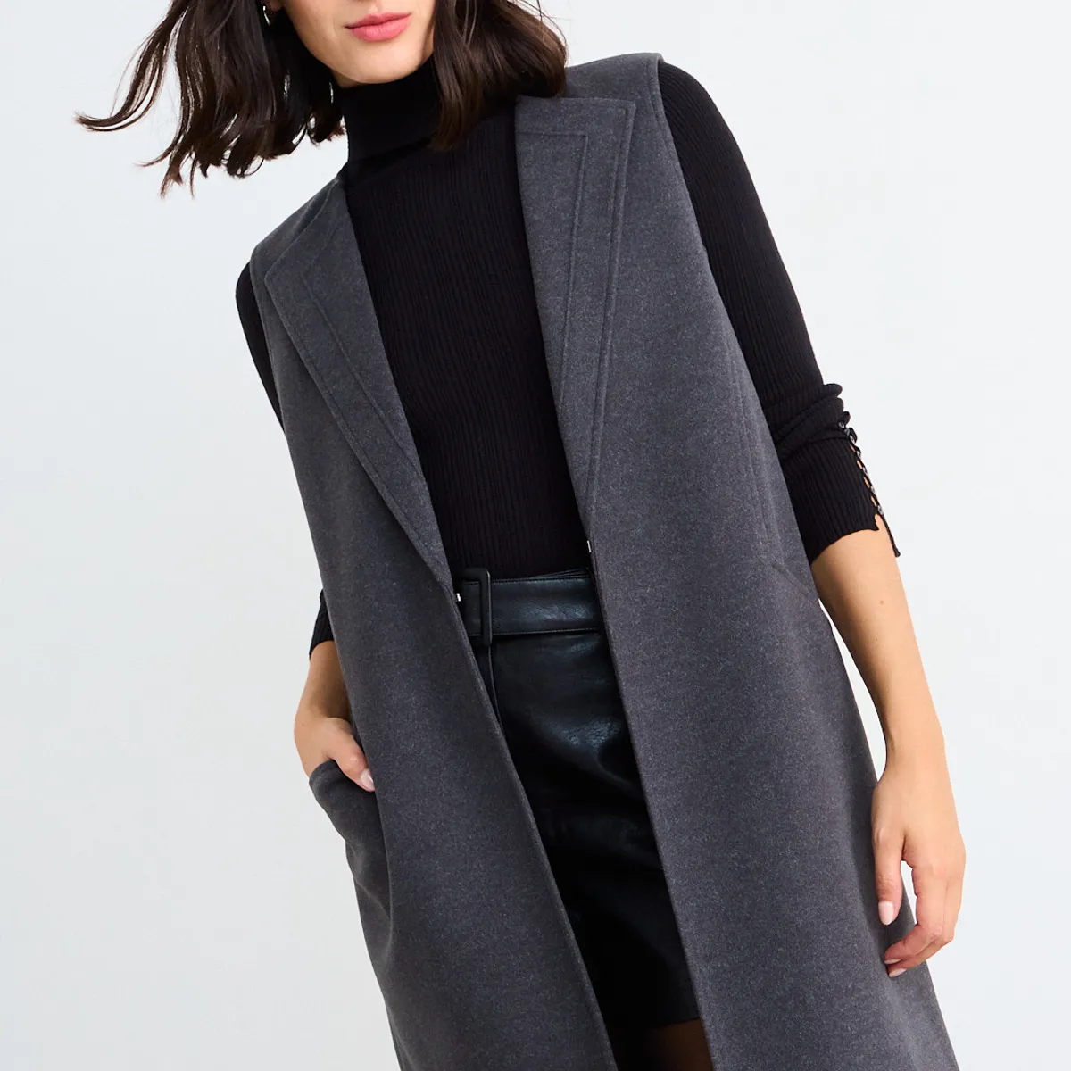 IO - Chaqueton Sin Mangas Liso Mujer Gris Io