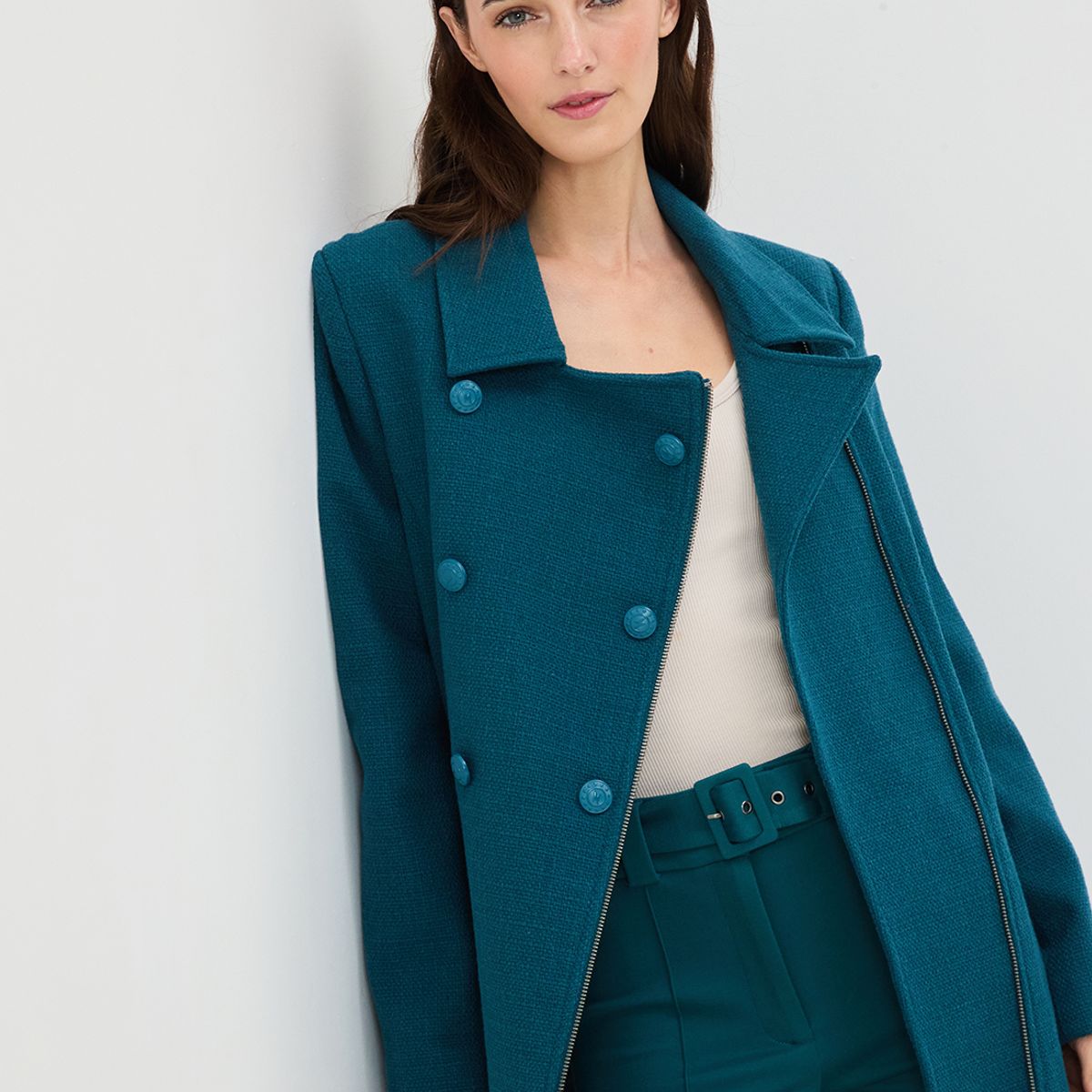 IO - Chaqueton Liso Mujer Verde Petróleo Io