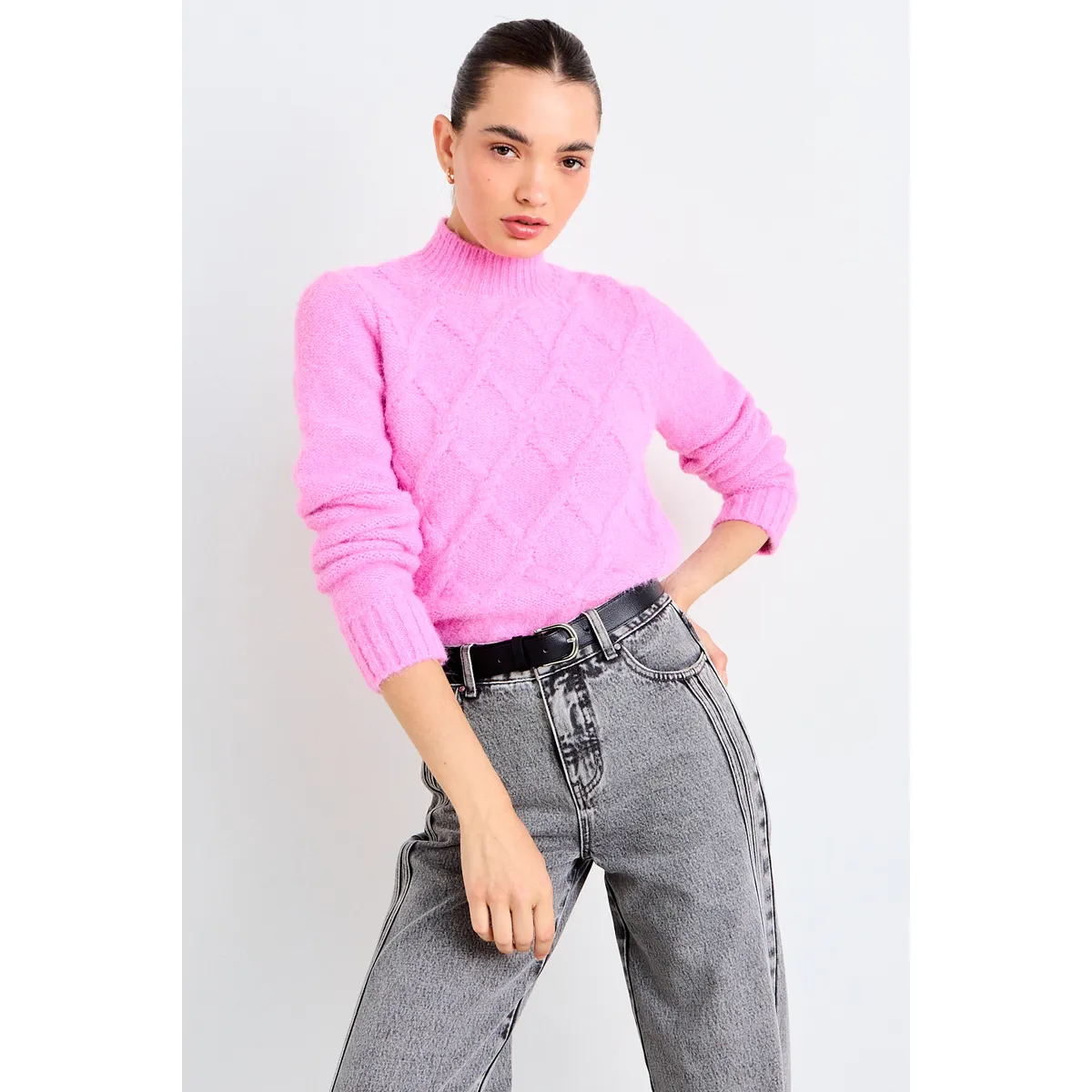 IO - Sweater Moair Trenzado Mujer Rosado Io