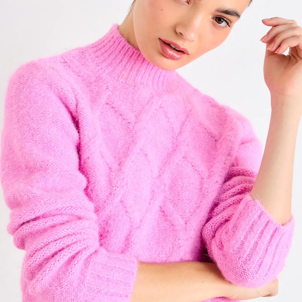 IO - Sweater Moair Trenzado Mujer Rosado Io
