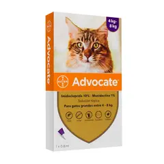 ELANCO - Advocate Gatos de 4 a 8 Kg 1 Pipeta 0.8 Ml