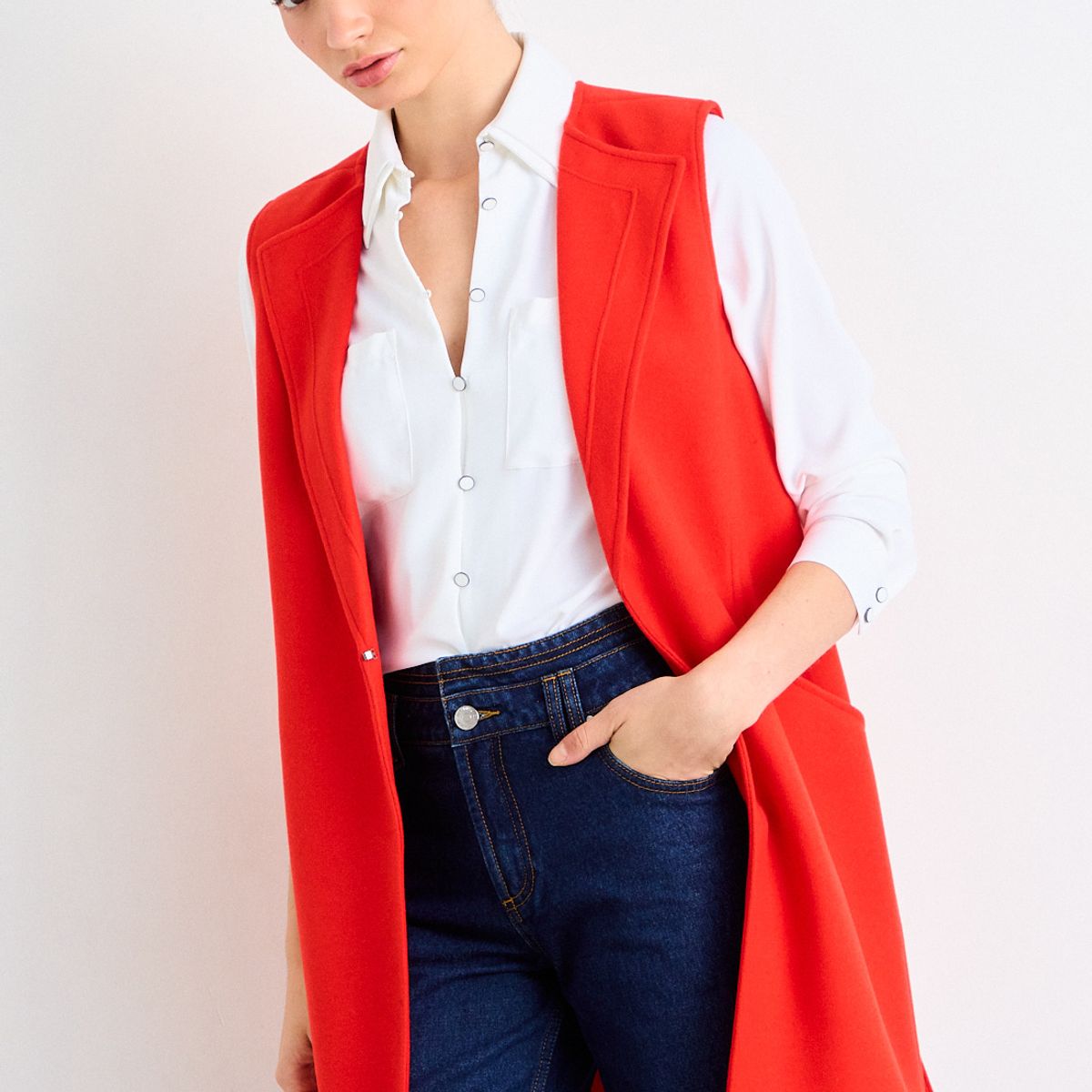 IO - Chaqueton Sin Mangas Liso Mujer Rojo Io