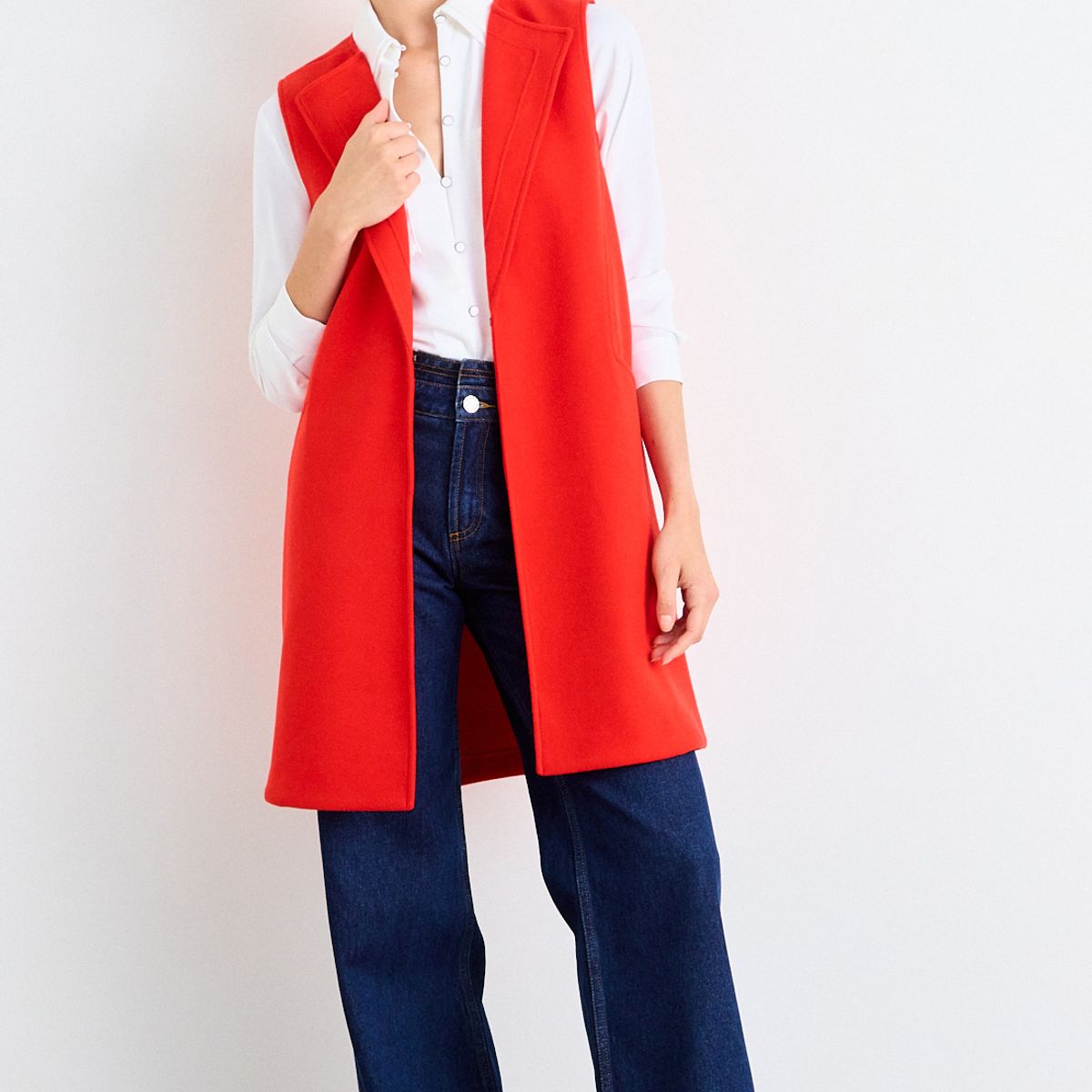 IO - Chaqueton Sin Mangas Liso Mujer Rojo Io