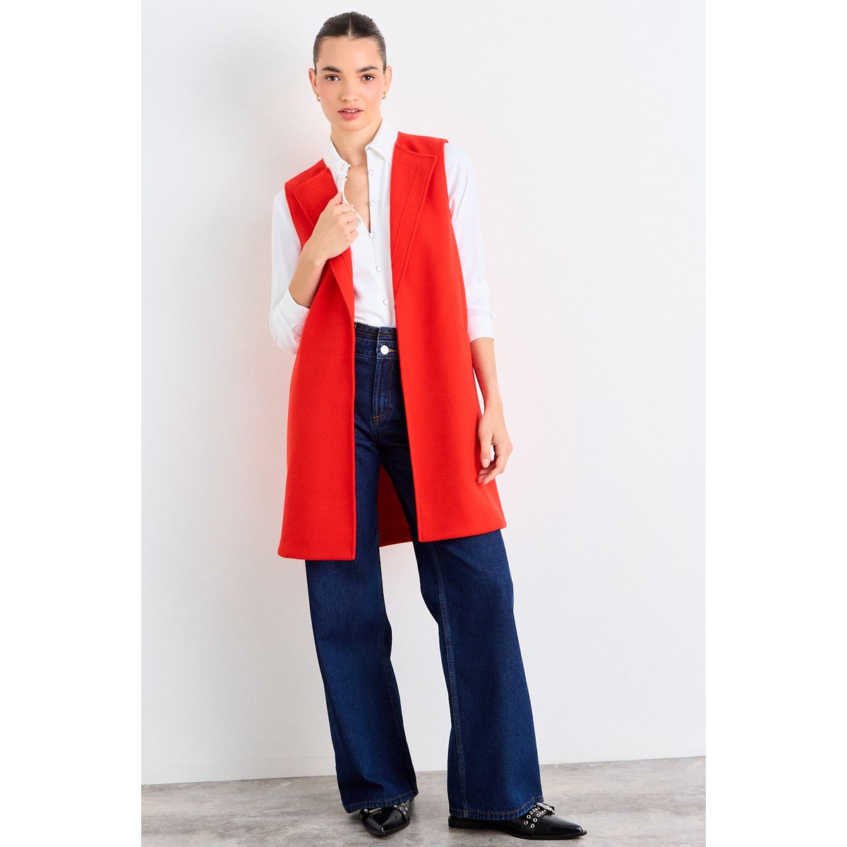 IO - Chaqueton Sin Mangas Liso Mujer Rojo Io