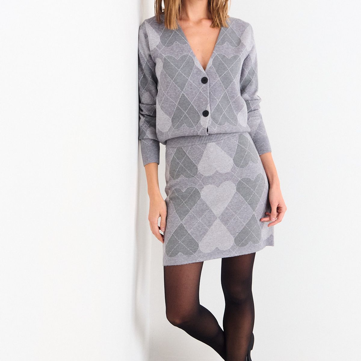 IO - Falda Jacquard Mujer Gris Io